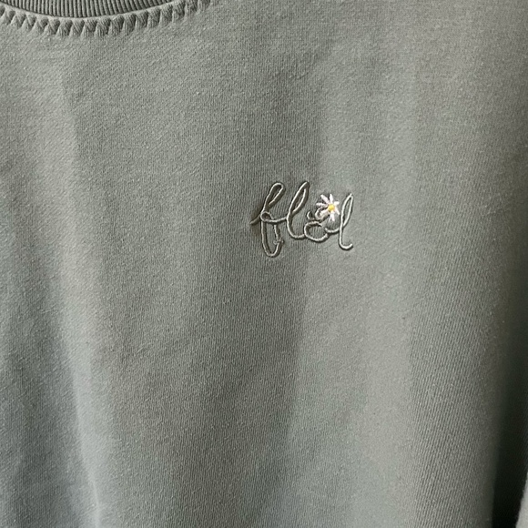 FOR LOVE AND LEMONS | Sage Green Embroidered Oversized Alex Sweatshirt | Size L - Picture 6 of 9